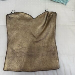 Gold Metallic Strapless Top